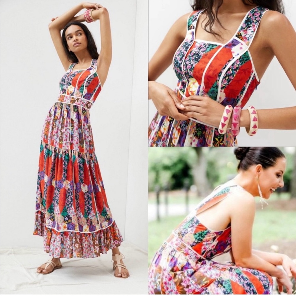 Anthropologie, size 2. Floral Patchwork Maxi Dress